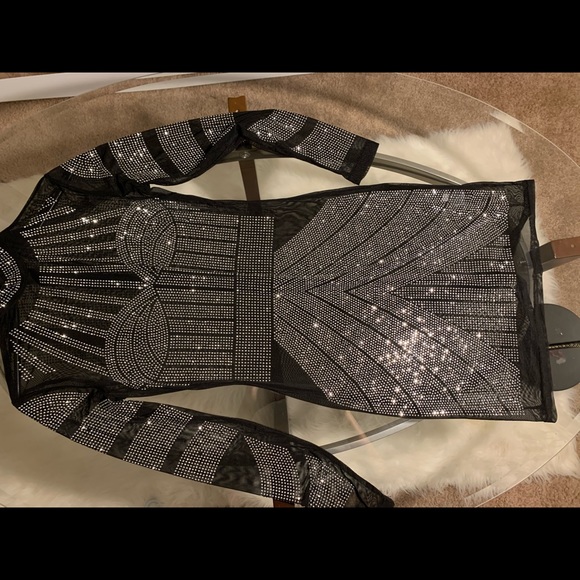 Black Bedazzled Party Dress - Picture 1 of 2